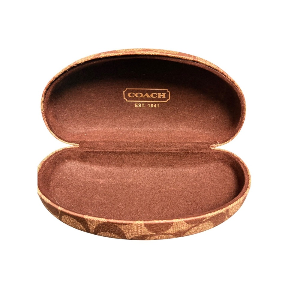 Coach Signature Monogram Hard Eyeglass Sunglasses Case Brown Tan Logo